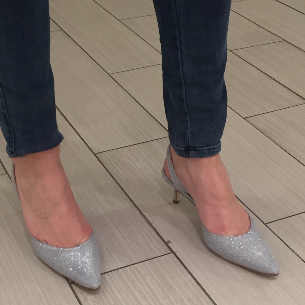 Manolo Blahnik Carolyne Slingback Pumps, Silver - Picture 8 of 8